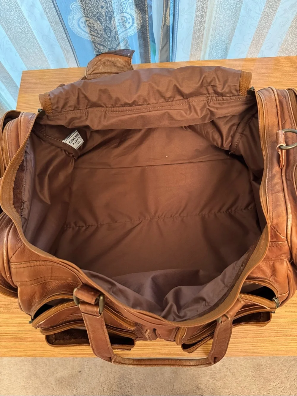 Men's Brown Leather Travel Duffle Bag by Cortez.